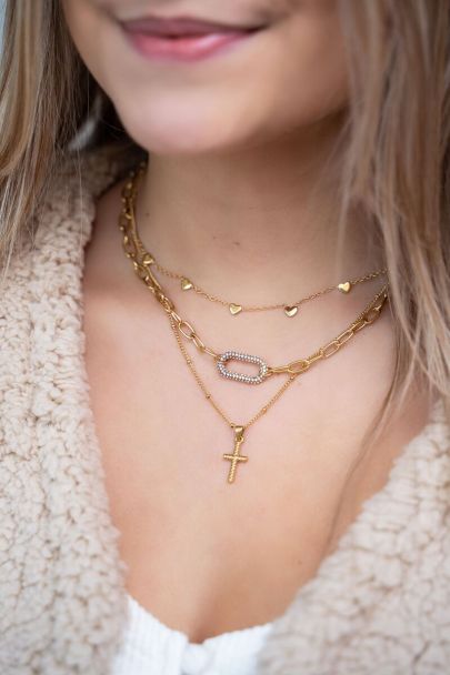 Schakelketting met strass bedel