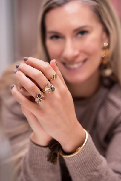 Bague à pierre zirconium champagne