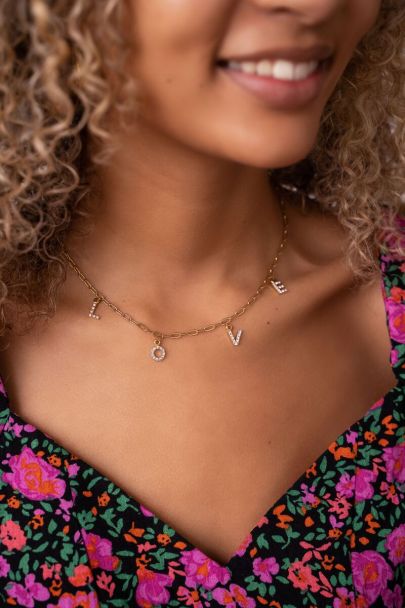 Ketting met love letters & strass