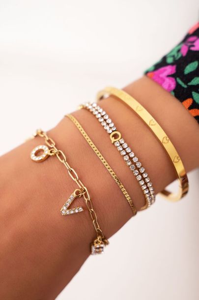 Armband met love letters & strass