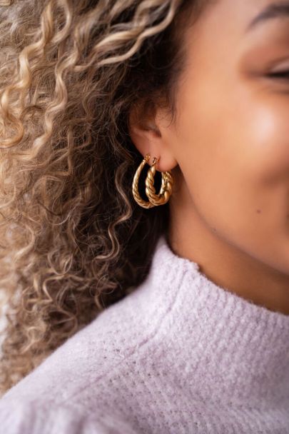 Oval twisted pattern earrings