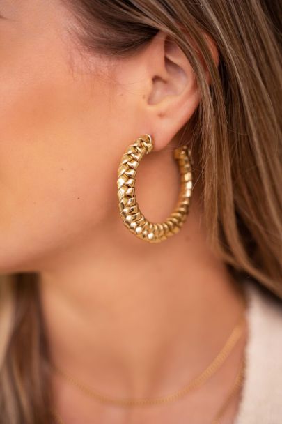 Gold leather look earrings
