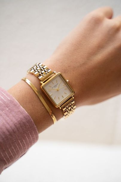 Quadratische Armbanduhr mit weißem Zifferblatt