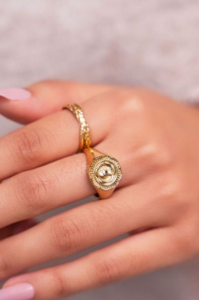 Vintage look signet ring with coin