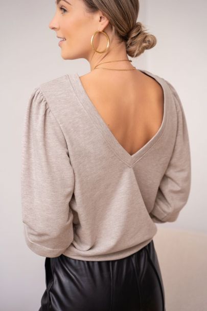 Beige trui met V-shape