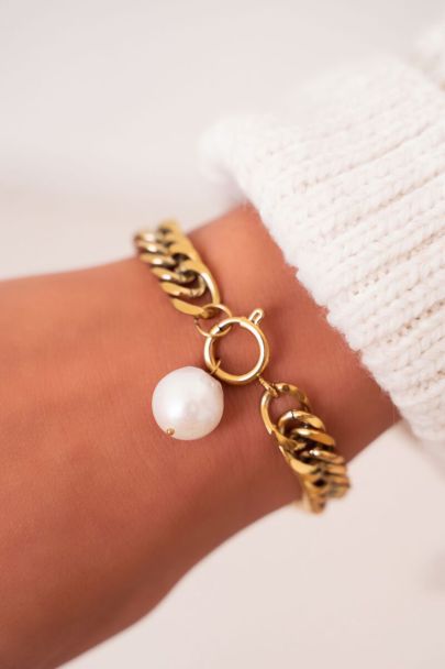 Bracelet grosse maille avec perle