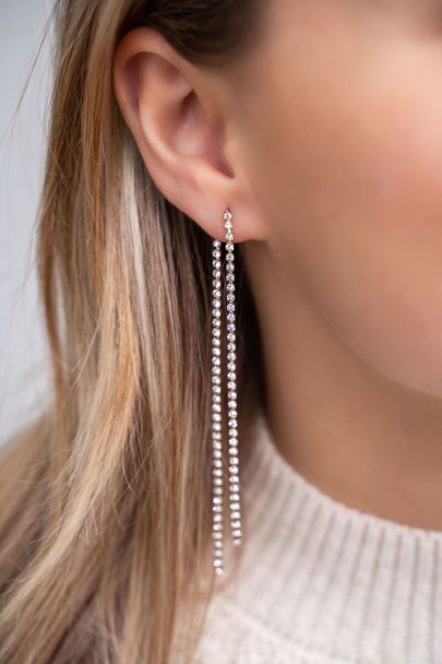 Boucles d’oreilles avec cordons de pierres en strass