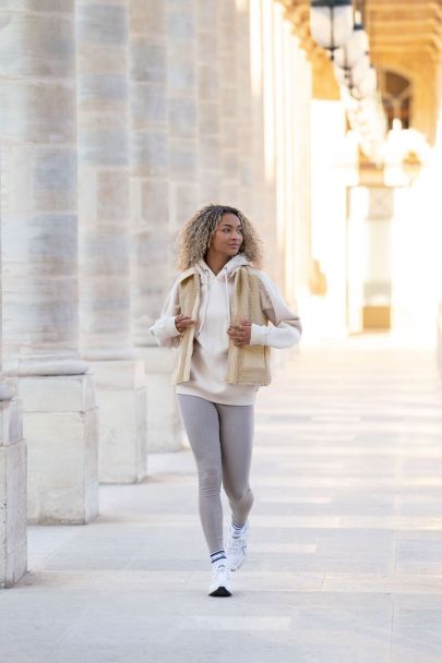 Beige teddy gilet met ritszakken