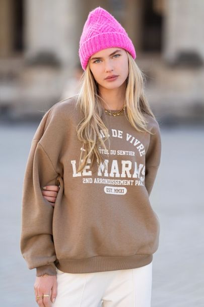 Taupe sweater la joie de vivre 