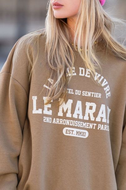 Taupefarbenes Sweatshirt la joie de vivre 