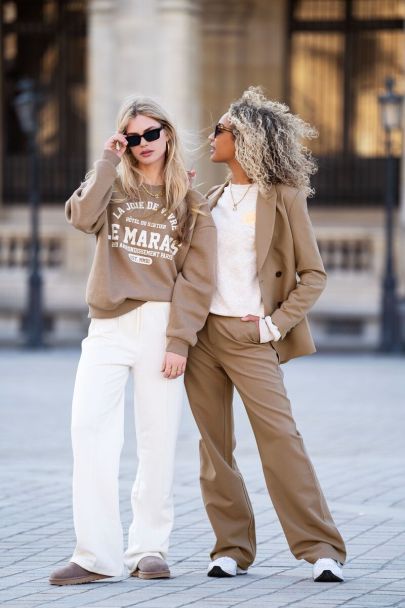 Taupe wide-leg trousers