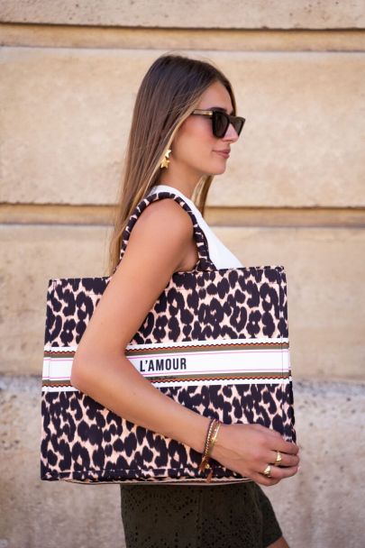 Shopper „l'amour“ mit Leopardenmuster