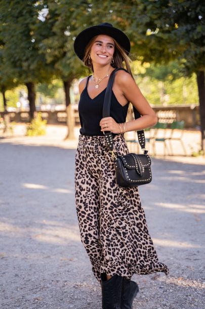 Lange rok met luipaard print