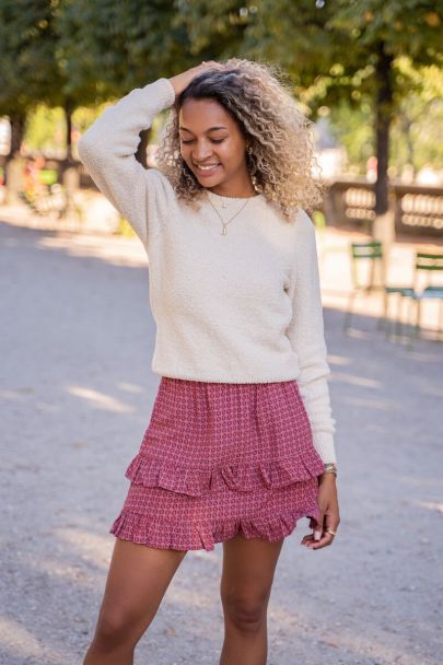 Oudroze rok met bloemenprint