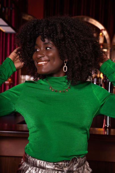 Groene glanzende top met col