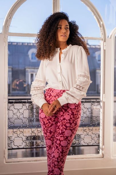 Legging flare rose à imprimé floral