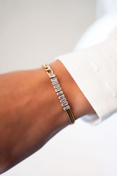 Chunky chain bracelet with rhinestones