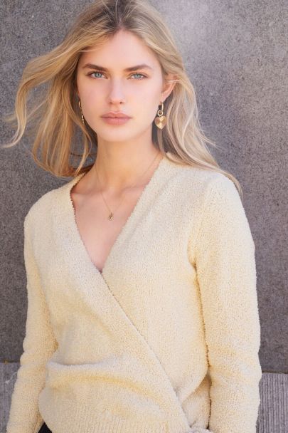 Gilet cache-cœur en teddy beige