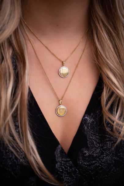 Atelier long necklace with round rhinestone charm