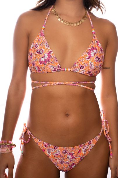 Off-white floral print triangle bikini set