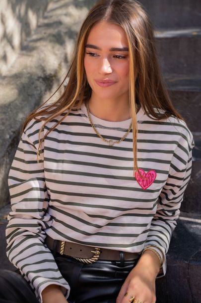 Groen-wit gestreepte top Amore
