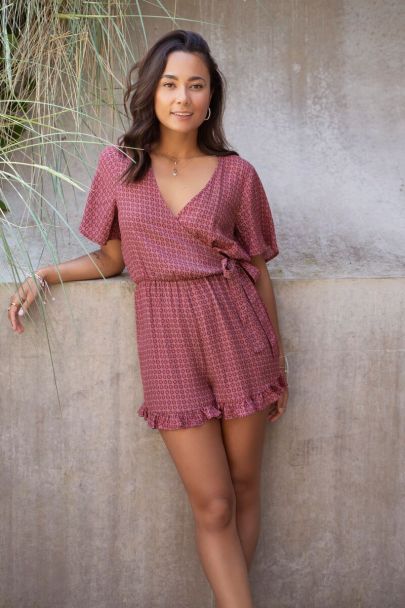 Dusky pink floral print playsuit