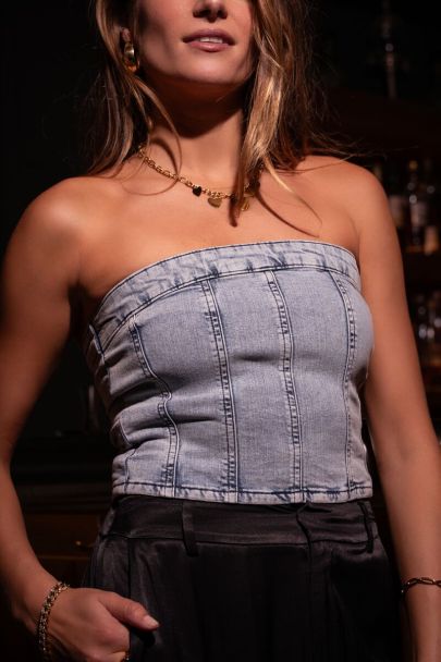 Top corset bleu denim