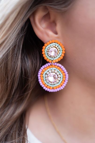 Statement oorbellen met cirkels & steentjes