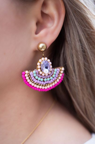 Crescent statement earrings with rhinestones