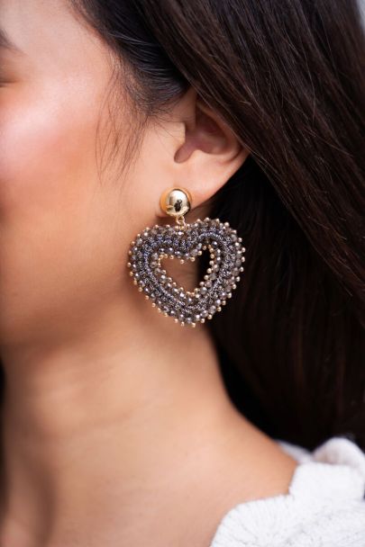 Boucles d'oreilles tendance avec coeur doré