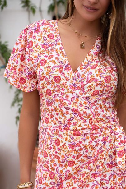 Robe portefeuille longue fleurie