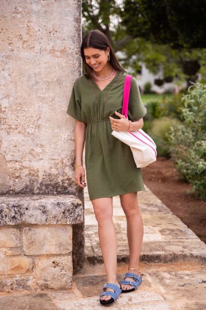 Dark green muslin dress