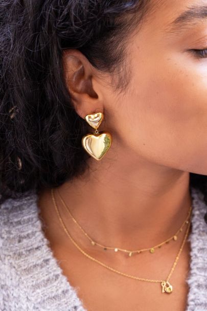 Statement earrings with two hearts 