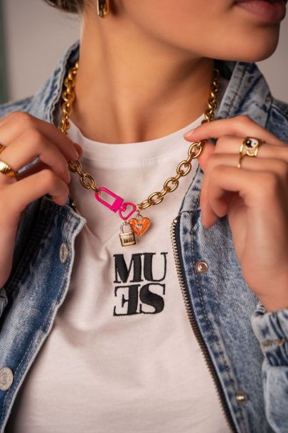 Candy statement necklace with clasp and charms