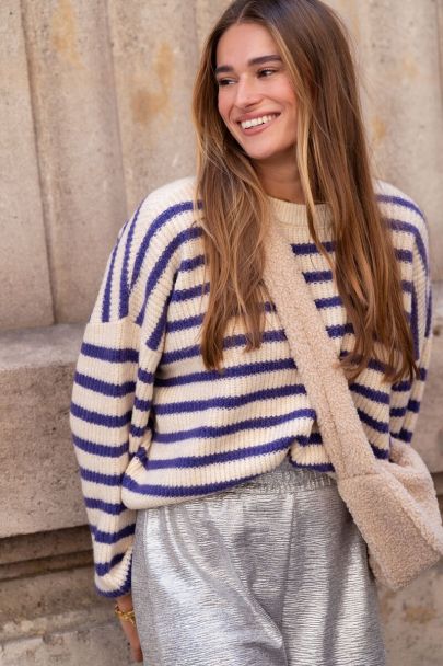 Purple oversized striped sweater