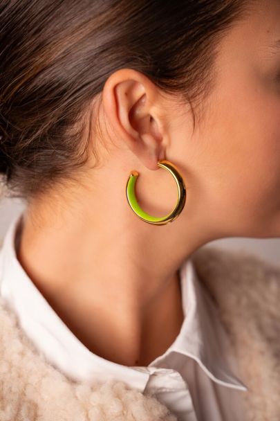 Candy hoop earrings large with green inside