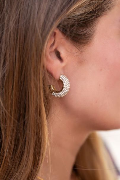 Open rhinestone hoop earrings