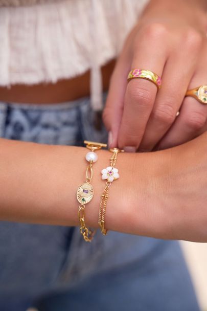 Casa fiore armband met witte bloem