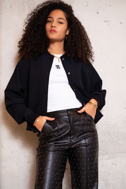 Black bomber jacket with pockets