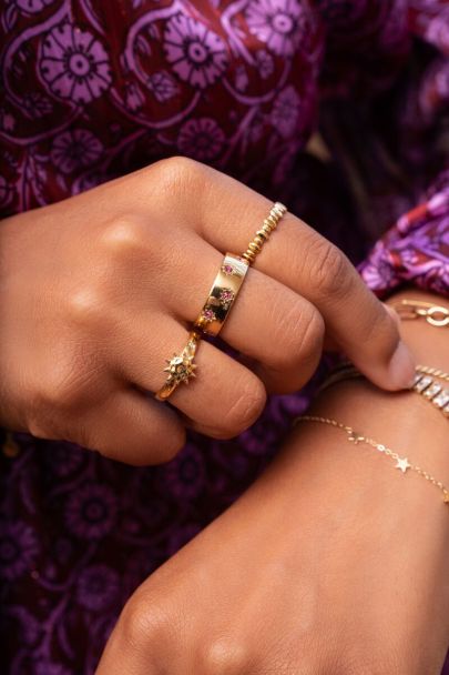 Bague étoiles & pierres roses Mystic