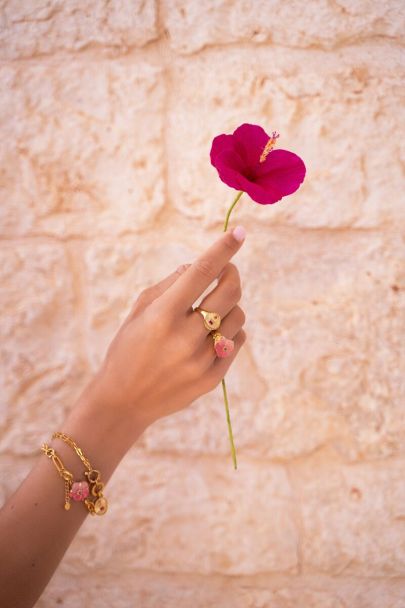 Bracelet Casa Fiore avec fleur d’hibiscus rose