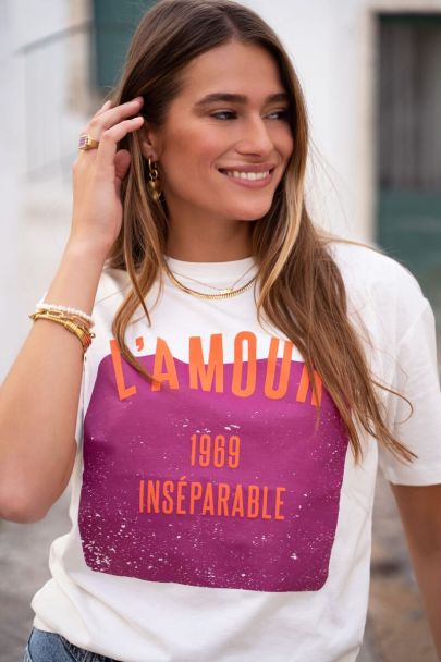 Wit T-shirt l'amour inseparable