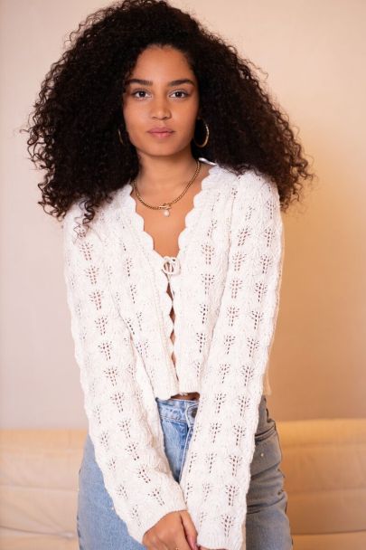 White ajour cardigan with bow