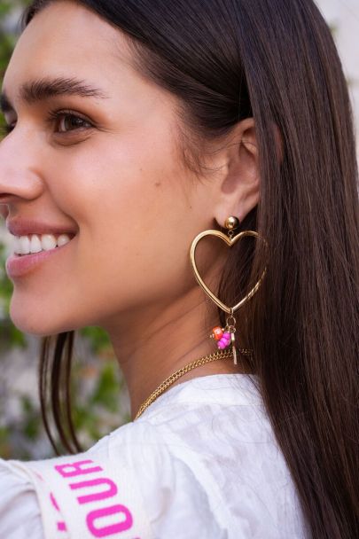 Statement oorbellen met groot hart