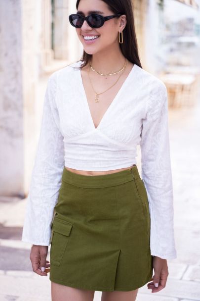 Green cargo skirt with pocket