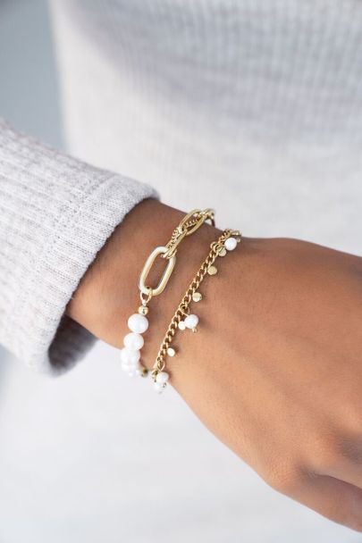 Bracelet with small coins & pearls