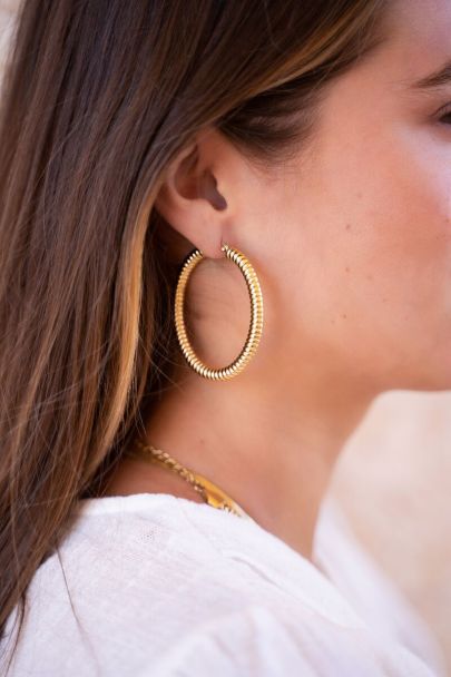 Oval ribbed earrings