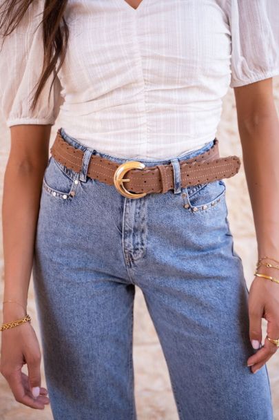 Ceinture tressée en simili cuir marron