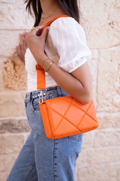 Orange padded shoulder bag