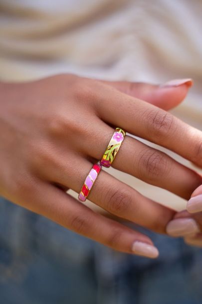 Casa fiore ring met roze bloemen